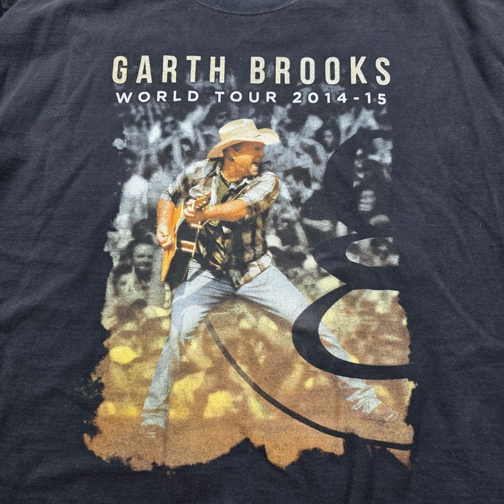 Garth Brooks T Shirt World Tour 2014-15 Concert Band Graphic XL Black Mens Hanes